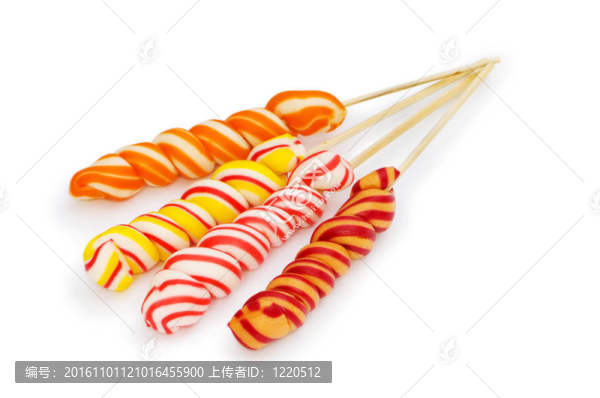 五顏六色的棒棒糖，孤立在白色背景