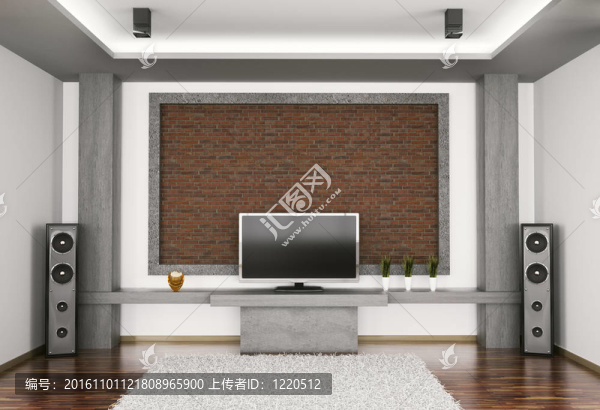 室內(nèi)的液晶和揚(yáng)聲器3D
