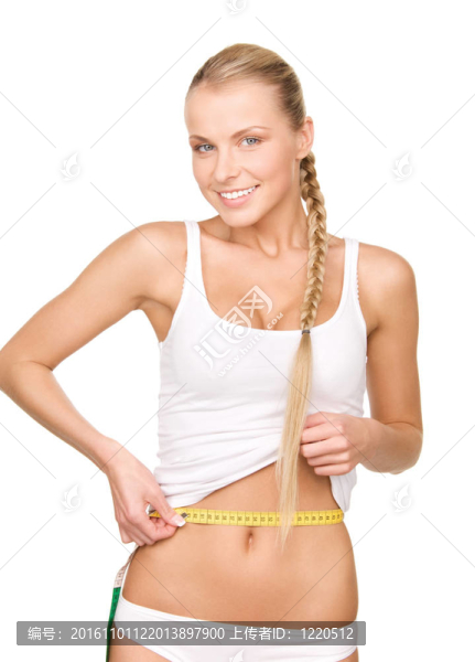 帶測量帶的漂亮女人