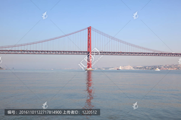 四月二十五號大橋在Lisbon的塔霍河懸索橋；葡萄牙