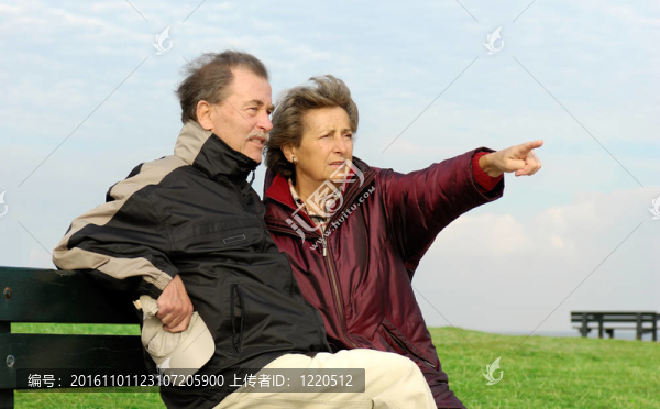 公園長椅上的一對老夫婦