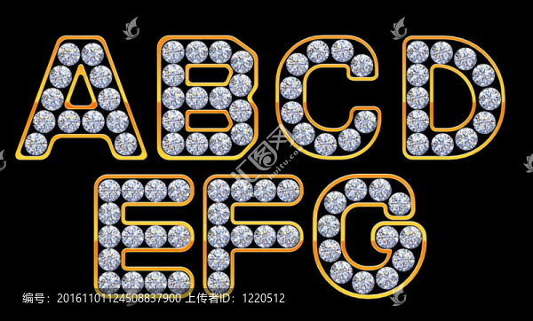 A-G字母鑲嵌鉆石