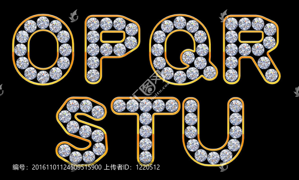 O,U字母鑲嵌鉆石