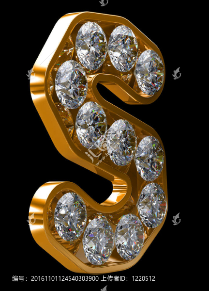 金色的字母鑲嵌鉆石