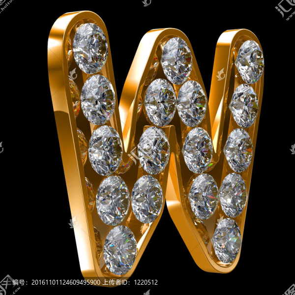 金色的W字母鑲嵌鉆石