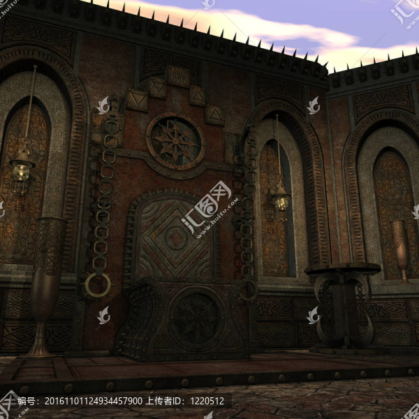 黎明幻想寺。3D渲染一個夢幻主題的背景用法。