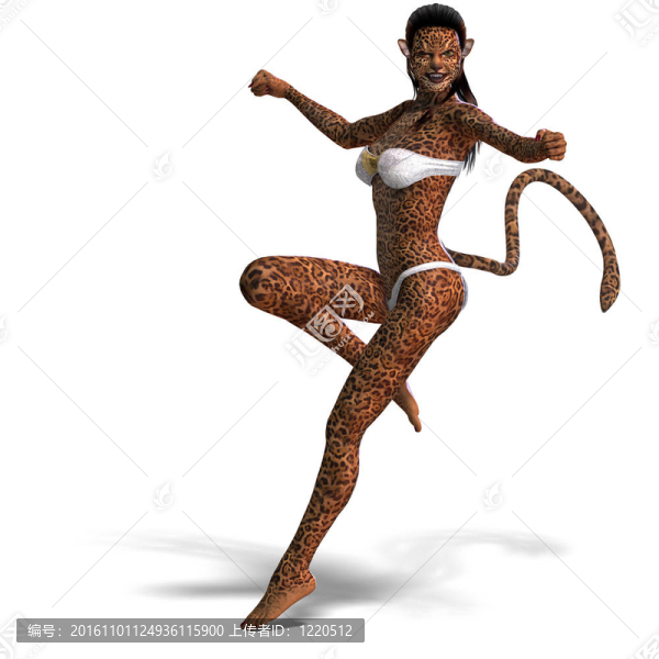 雌性幻想鹿動(dòng)物。3D渲染與剪輯路徑和陰影超過白色