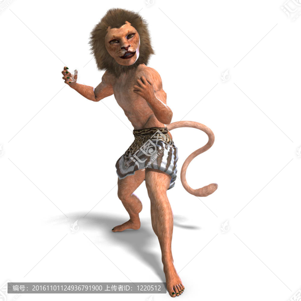 雄性怪獸幻想的生物。3D渲染與剪輯路徑和陰影超過白色