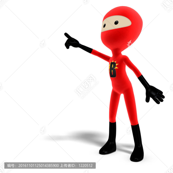 有趣和可愛(ài)的卡通英雄與面具。3D渲染與剪輯路徑和陰影超過(guò)白色