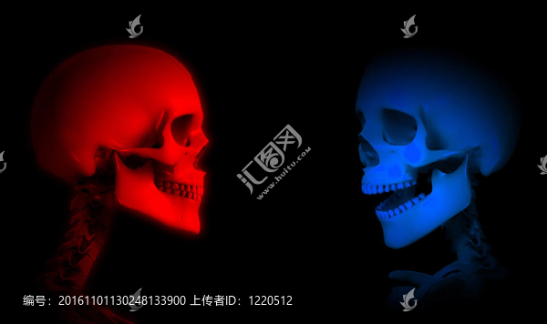 紅色和藍色骷髏