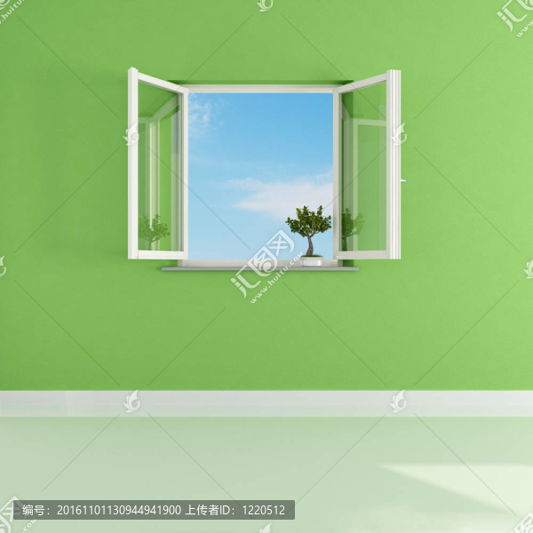 空的綠色房間
