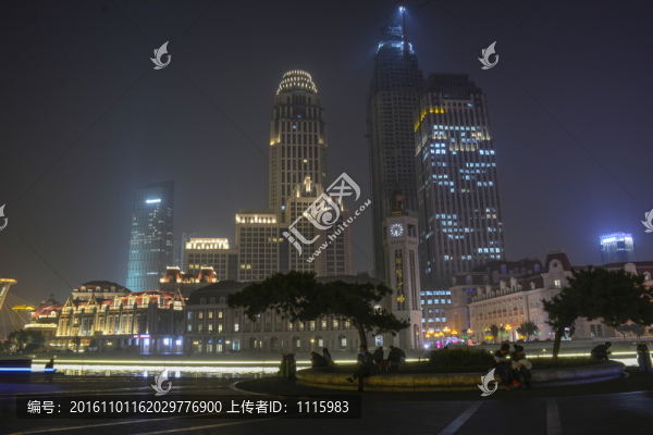 天津海河夜景建筑