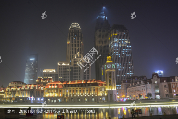 天津海河夜景建筑