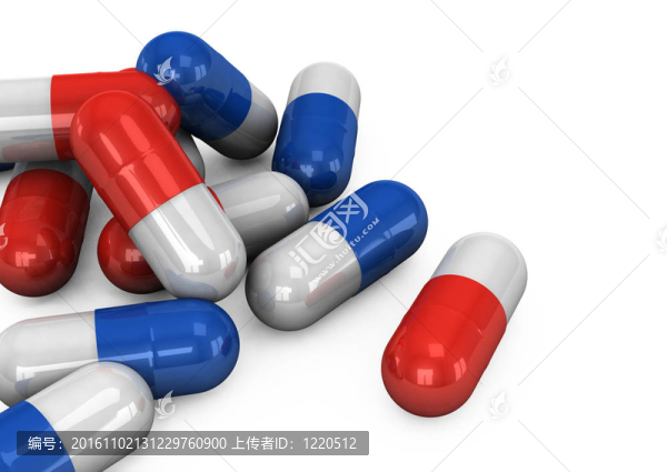 在白色背景上的3D藥丸