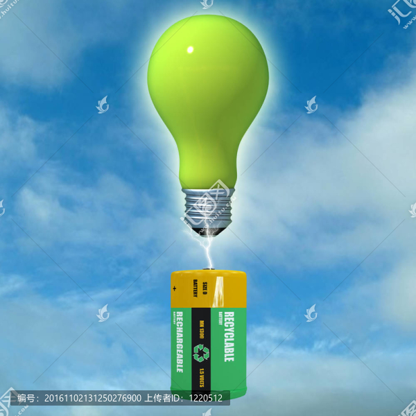 由能量清潔電池加載的燈泡的虛擬視力