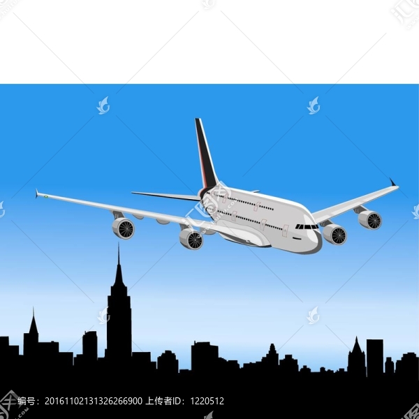 城市上空的飛機