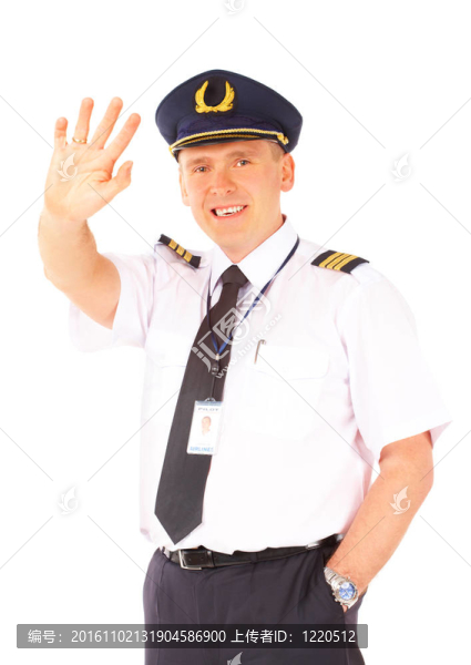 航空公司的飛行員揮手