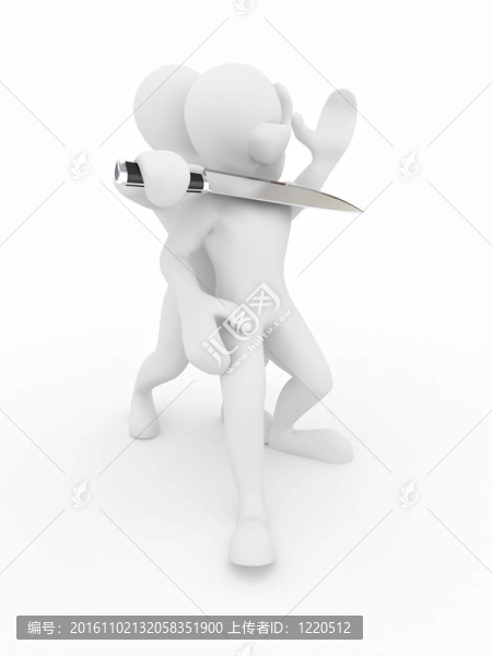 人質(zhì)。兩個人在白色的孤立的背景下