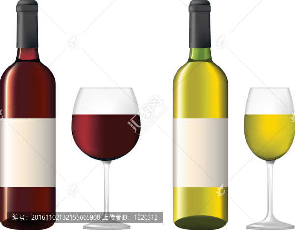 瓶和一杯紅葡萄酒和白葡萄酒