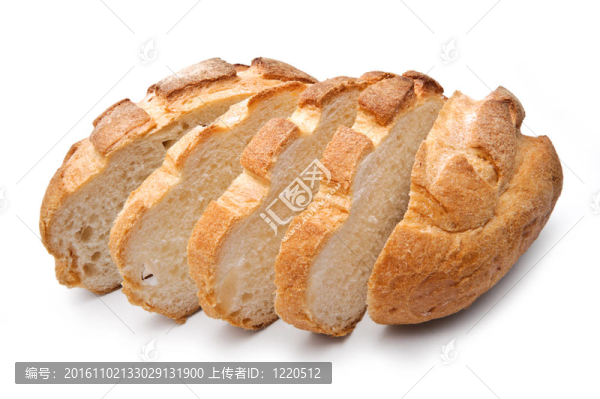 傳統(tǒng)自制圓面包；切片；白底分離