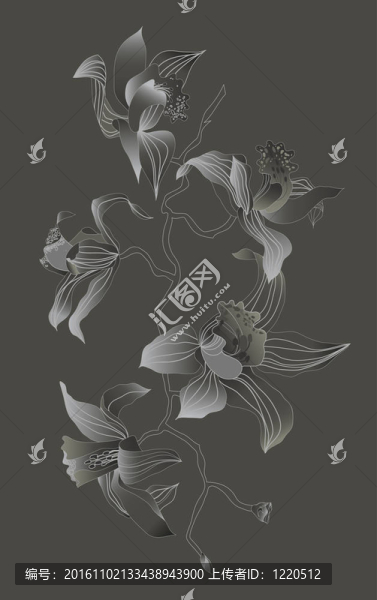 灰色背景上的蘭花枝