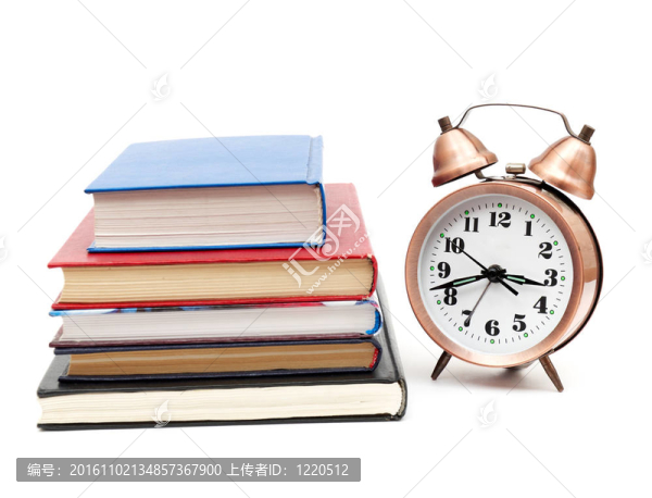 回到學校的概念與書籍和時鐘