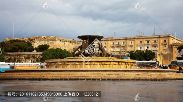 海神噴泉在Valletta。馬耳他