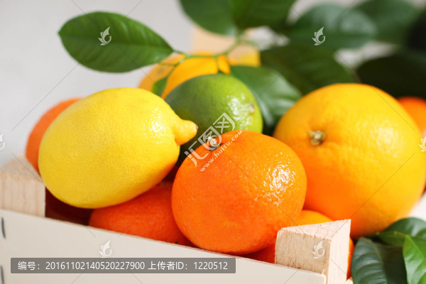 盒子里的新鮮柑橘類水果