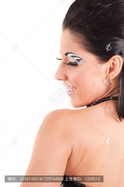 具有彩色面藝術的女人