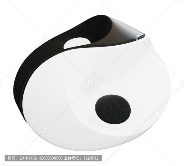 陰和顏互補真皮沙發(fā)或座椅；白色背景。
