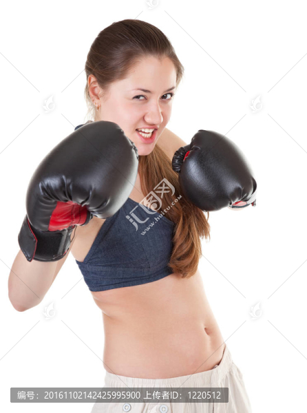 帶拳擊手套的運動女孩