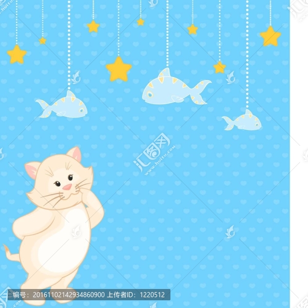卡通小貓和魚