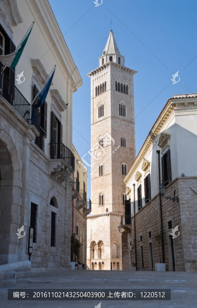 大教堂的鐘樓。Trani。Apulia。