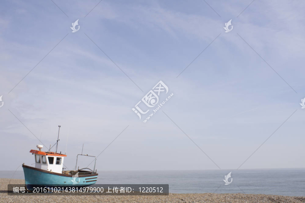船在沙灘上；Dunwich；薩?？丝?；英國