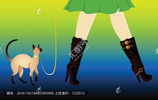 與貓的黑色鞋子的腿