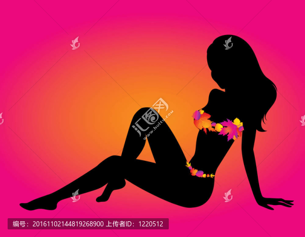 在秋天的葉姑娘剪影