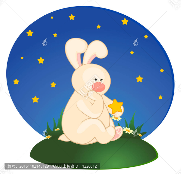 有星星的卡通小玩具兔子