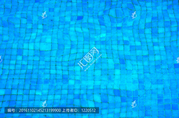 藍(lán)色瓷磚背景-游泳池的底部