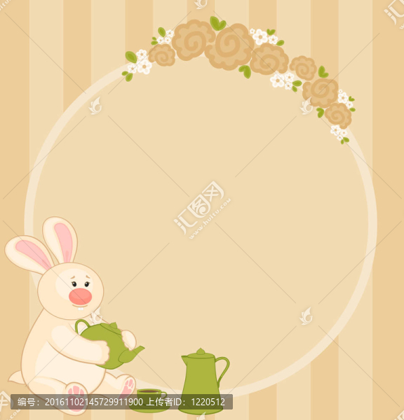 有茶杯和茶壺的兔子
