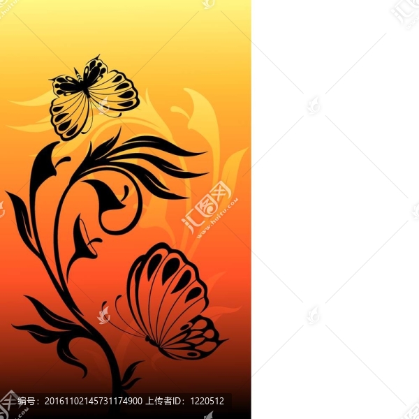 熱帶花卉與蝴蝶