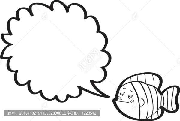 帶有語音泡泡的卡通魚。