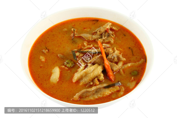 豬肉咖喱泰國人的白色背景。