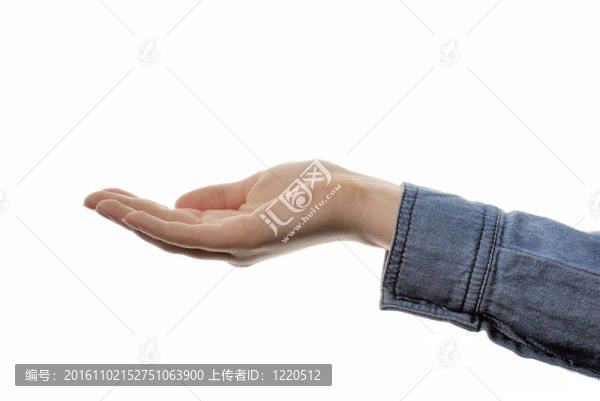 女人的手的特寫`孤立在白色背景