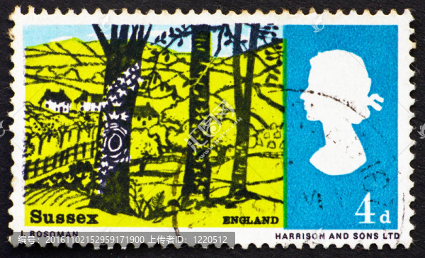 郵票GB,1966景觀附近的草叢；薩塞克斯