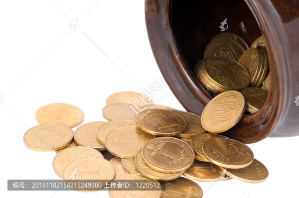 金屬貨幣的陶瓷壺