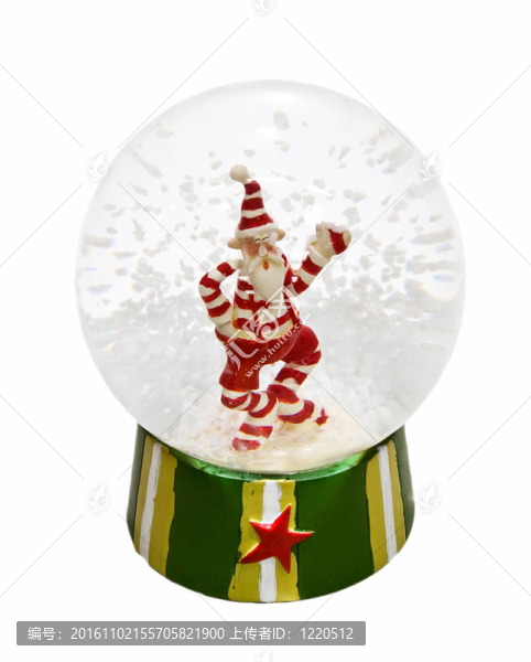 透明玻璃球與圣誕老人和雪內(nèi)孤立白色與剪輯路徑