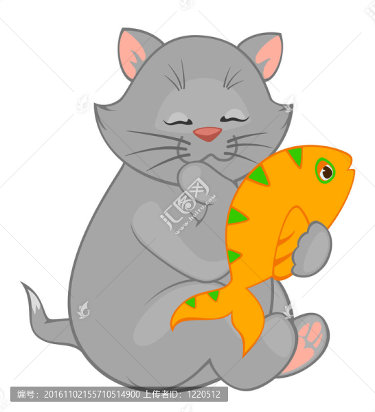 卡通小貓和魚
