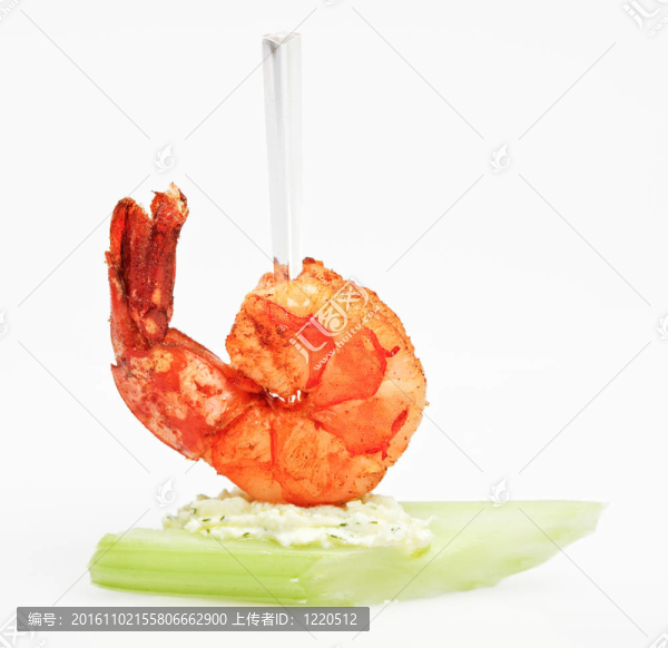 老虎蝦或芹菜白色隔離