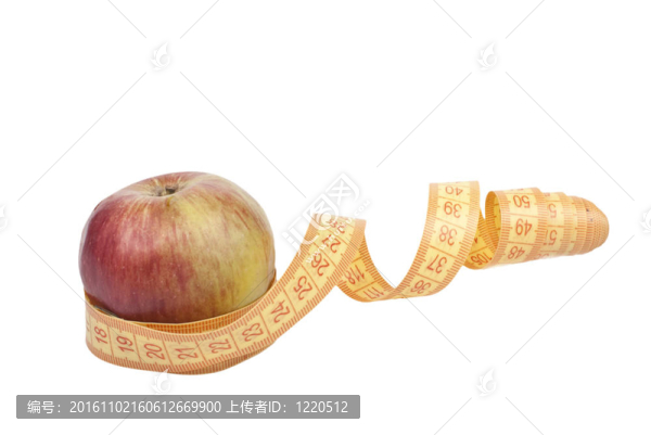 白色背景下的蘋果尺。