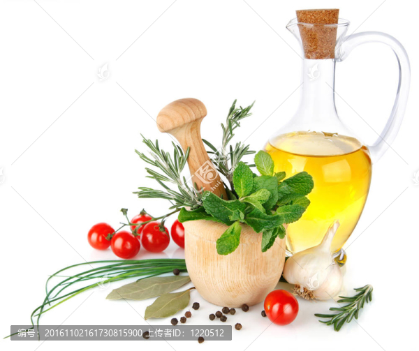新鮮蔬菜和橄欖油香料
